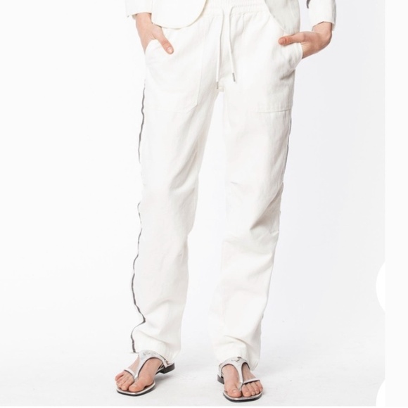 Zadig&Voltaire Parco Trousers Pants Track Streetwear Blokecore Tuxedo White Sz L - Picture 2 of 15